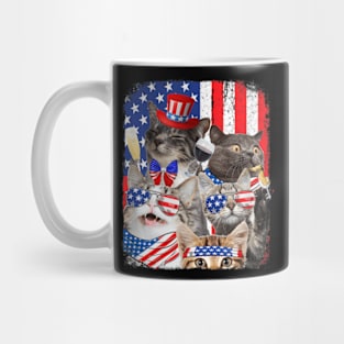 Funny Cat Patriotic USA Cat Lovers Cat Happy 4th July Mug